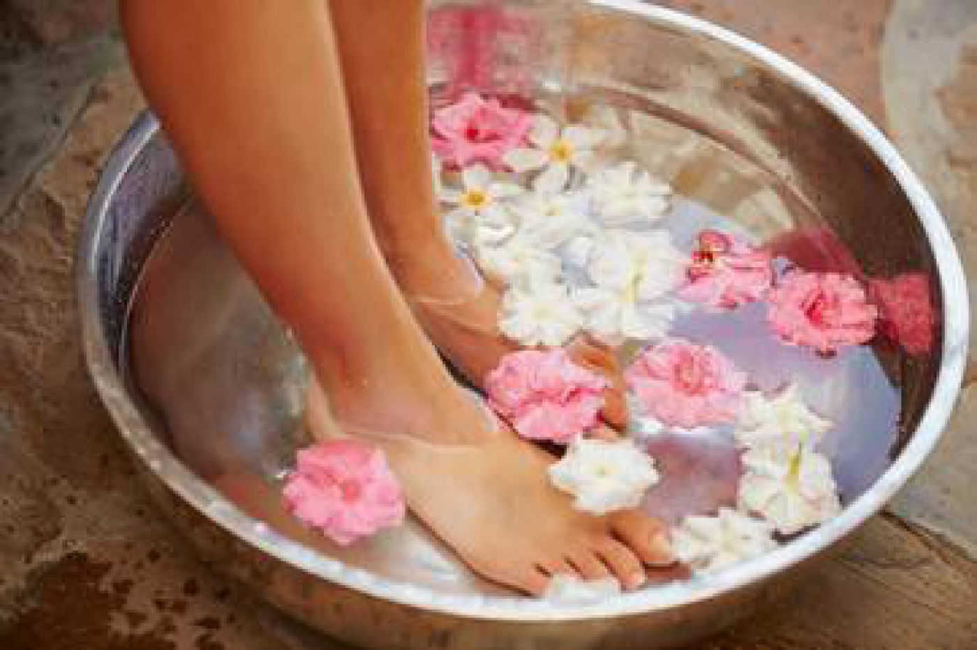 Woman soaking feet